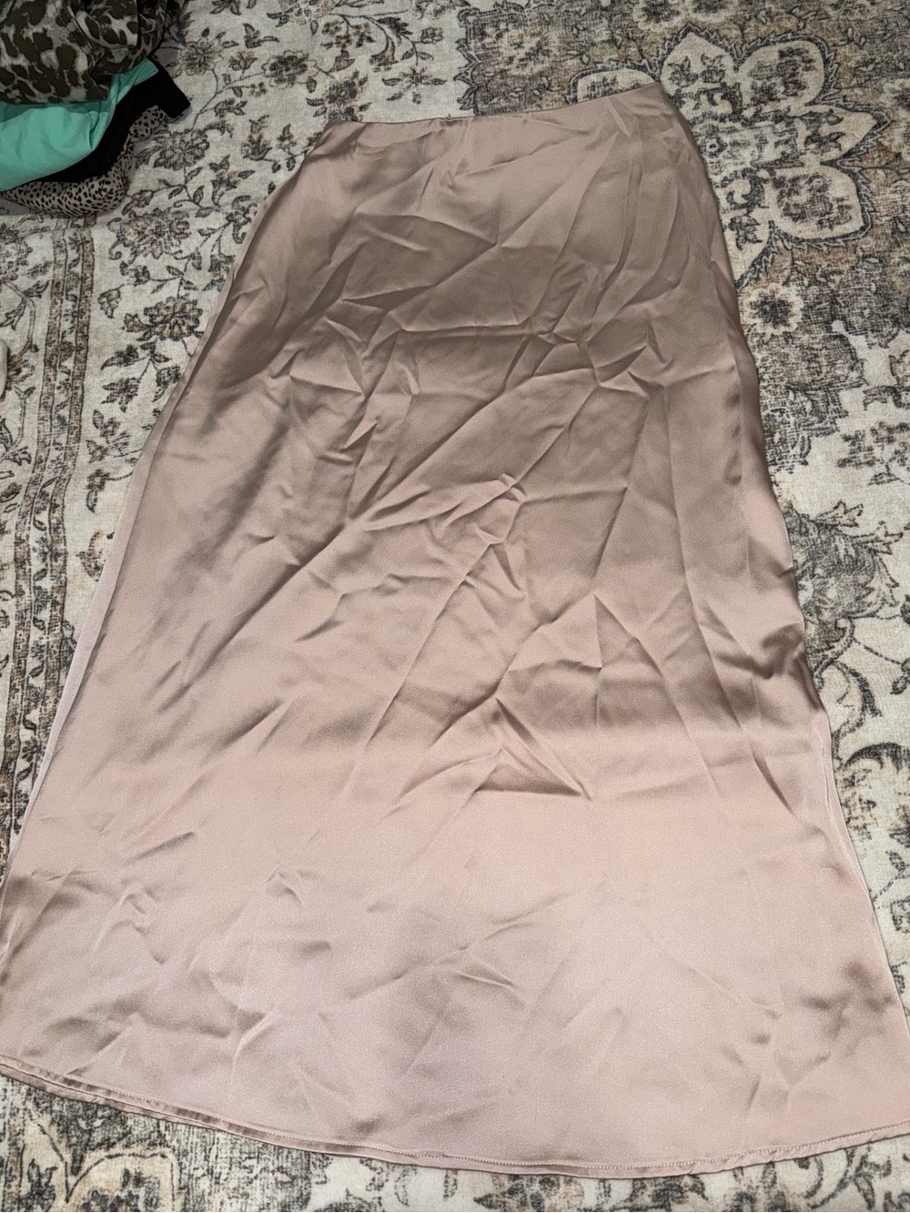 French Connection Maxi Satin Slip Skirt in Blush